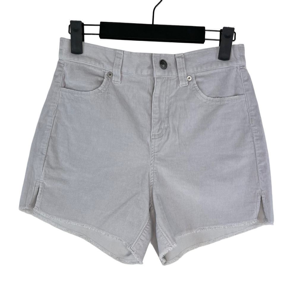 NWT Aerie Corduroy Cutoff Frayed Hem Shorts XS Light Grey Elastic Back Preppy